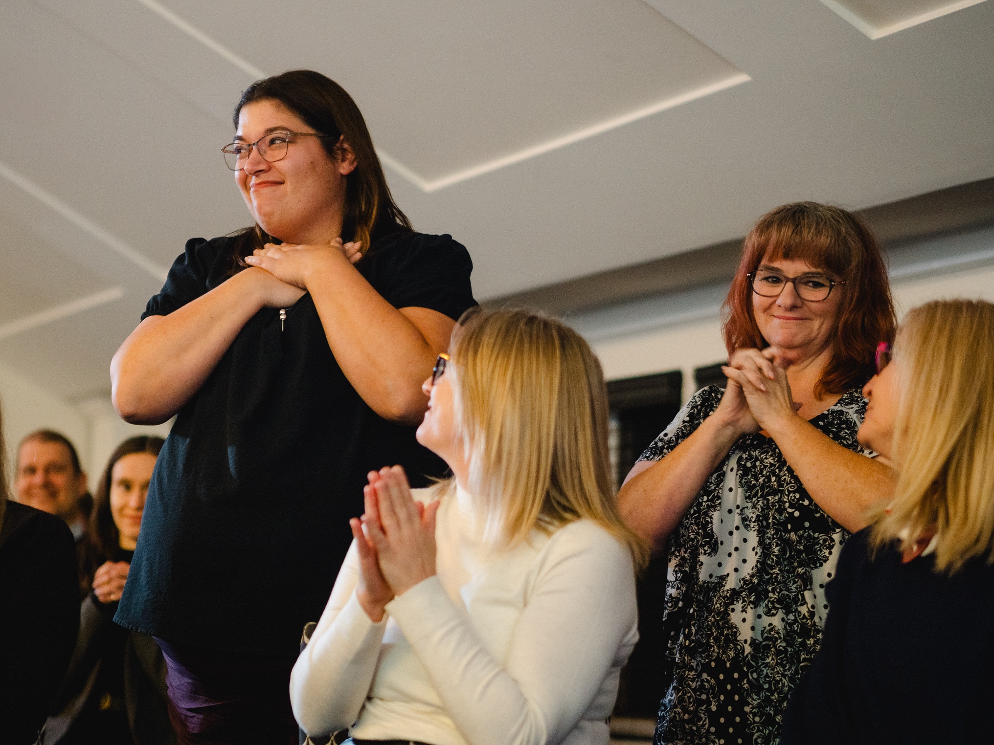 Forensic nurses Nadia Weese and Gina Hovencamp (standing)