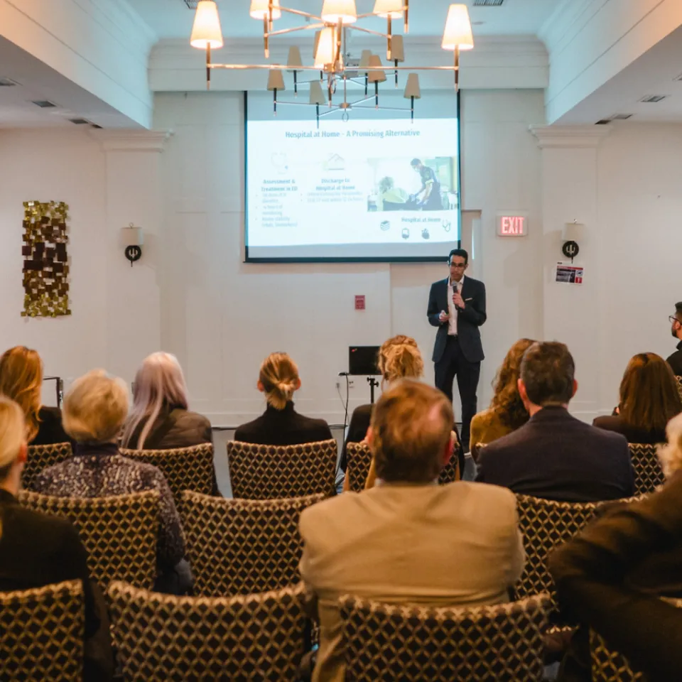 Discovery Den presenter talking to audience.